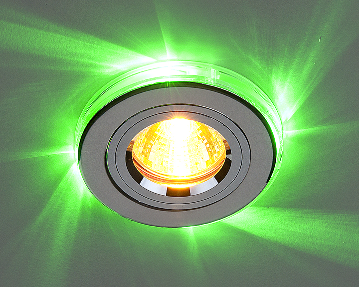 2060/2 хром/зеленая подсветка  Светильник точечный