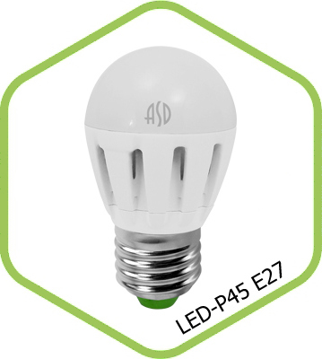 Лампа светодиодная шар Е27 5W 3000К standard ASD