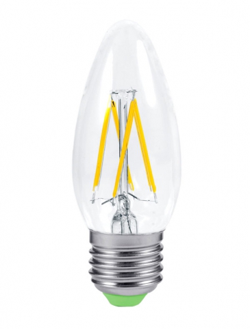 Лампа светодиодная свеча  Е27 5W 3000K прозрач.премиум ASD